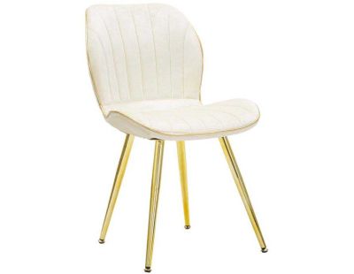 Chaise en métal doré et tissu Space (Lot de 2) (Crème  et doré)