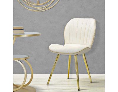 Chaise en métal doré et tissu Space (Lot de 2) (Crème  et doré)