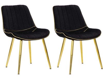 Chaise en métal et tissu Paris (Lot de 2) (Noir et doré)