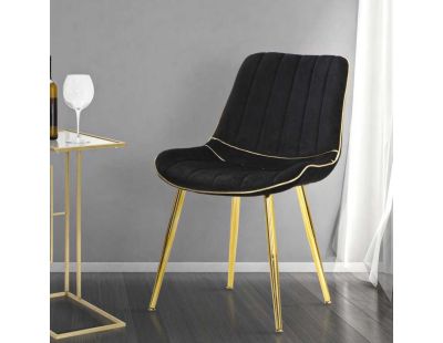 Chaise en métal et tissu Paris (Lot de 2) (Noir et doré)