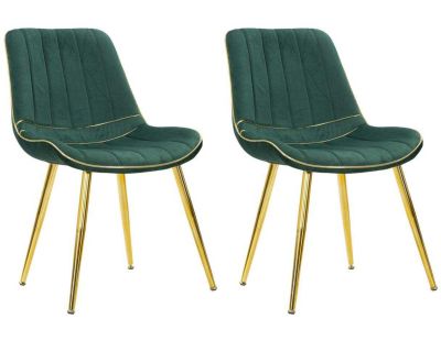 Chaise en métal et tissu Paris (Lot de 2) (Vert et doré)