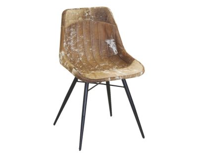 Chaise en peau de vache véritable (Marron et blanc)