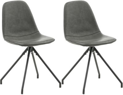 Chaise pivotant en acier et polyuréthane noir Polar (Lot de 2)