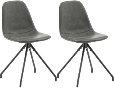 Chaise pivotant en acier et polyuréthane noir Polar (Lot de 2)