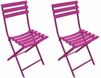 Chaise pliante en acier Nonza (Lot de 2) (Framboise)