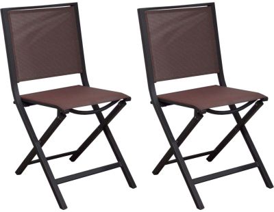 Chaise pliante en aluminium Ida (Lot de 2) (Toile chinée gris rouge)