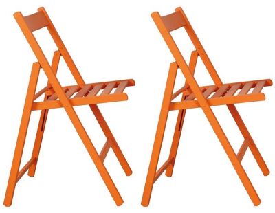 Chaise pliante en bois (Lot de 2) (Orange)