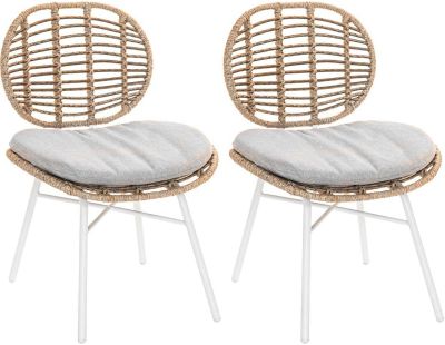 Chaise en résine tressée et acier Flores (Lot de 2)