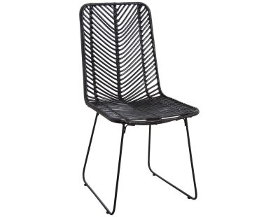 Chaise en rotin noir et métal (Noir)