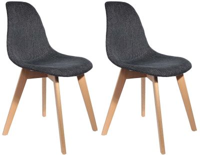 Chaise scandinave assise grosse maille (Lot de 2) (Noir)