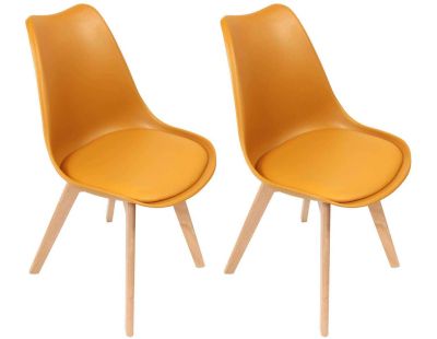 Chaise scandinave avec assise rembourrée (Lot de 2) (Jaune)