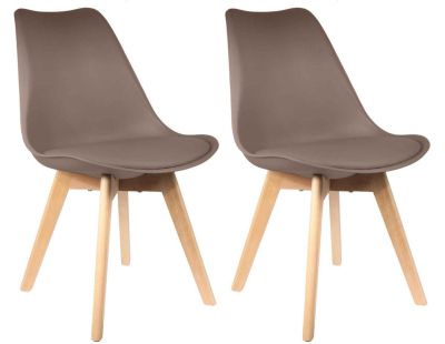 Chaise scandinave avec assise rembourrée (Lot de 2) (Taupe)