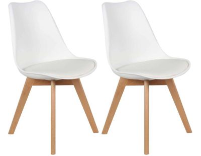 Chaise scandinave avec assise rembourrée (Lot de 2) (Blanc)