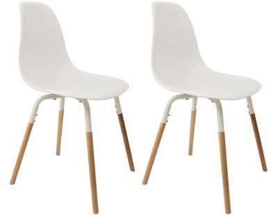 Chaise scandinave pieds métal et bois de hêtre Phenix (Lot de 2) (Blanc)