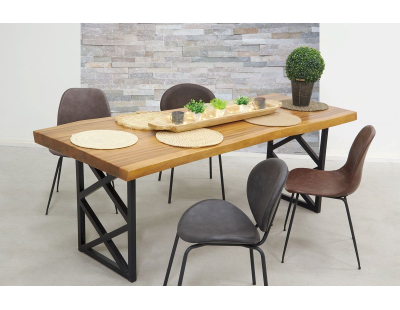 Chaise en polyuréthane et métal (Gris)