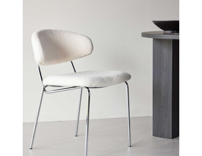 Chaise en tissu bouclette et métal Chico (Lot de 2)