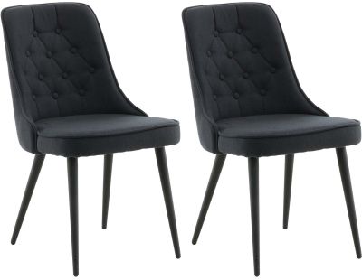 Chaise en tissu matelassé Velvet Deluxe (Lot de 2) (Noir)