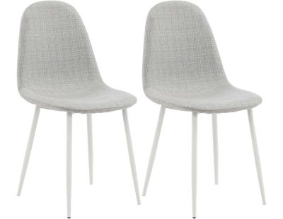 Chaise en tissu avec pieds en acier Polar (Lot de 2) (Gris clair et blanc)