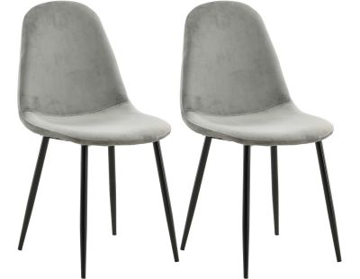 Chaise en tissu avec pieds en acier Polar (Lot de 2) (Gris et noir)