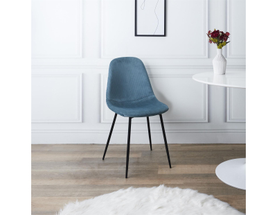 Chaise en velours côtelé Giulia (Lot de 2) (Bleu canard)