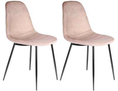 Chaise en velours côtelé Giulia (Lot de 2) (Rose)