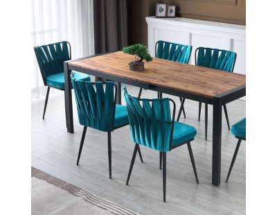 Chaise en velours et métal Kusaklı (Lot de 4)