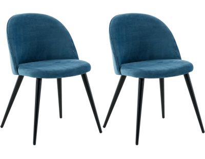 Chaise en velours avec pieds en acier Velvet (Lot de 2) (Bleu)