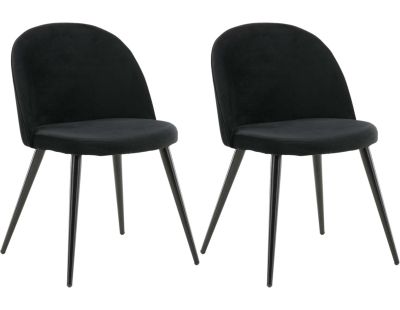 Chaise en velours avec pieds en acier Velvet (Lot de 2) (Noir)