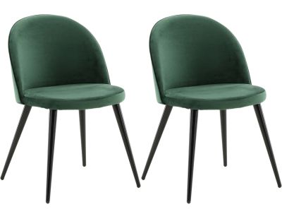 Chaise en velours avec pieds en acier Velvet (Lot de 2) (Vert)