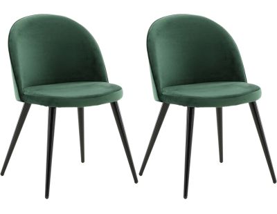 Chaise en velours avec pieds en acier Velvet (Lot de 2) (Vert)