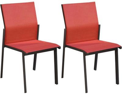 Chaises de jardin empilables Delia (Lot de 2) (Graphite, rouge)