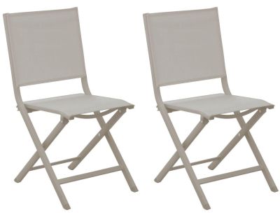 Chaises jardin pliantes en aluminium Thema (Lot de 2) (Crème)