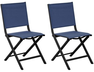 Chaises jardin pliantes en aluminium Thema (Lot de 2) (Graphite, Bleu)