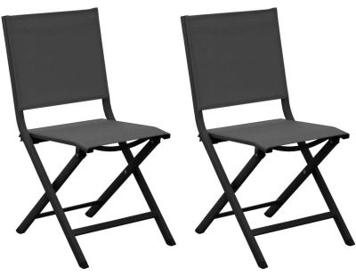 Chaises jardin pliantes en aluminium Thema (Lot de 2) (Graphite, Noir)