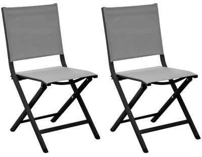 Chaises jardin pliantes en aluminium Thema (Lot de 2) (Graphite, Perle)