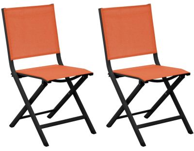 Chaises jardin pliantes en aluminium Thema (Lot de 2) (Graphite et paprika)