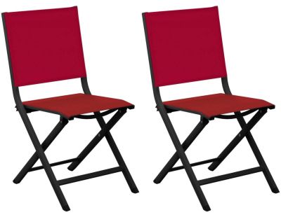 Chaises jardin pliantes en aluminium Thema (Lot de 2) (Graphite, rouge)