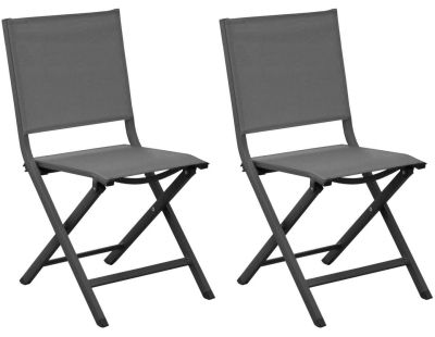 Chaises jardin pliantes en aluminium Thema (Lot de 2) (Gris)