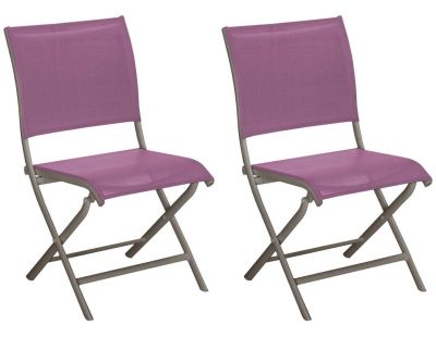 Chaises pliante jardin en aluminium Elegance (Lot de 2) (Taupe et lilas)