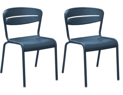 Chaises terrasse en aluminium Haora (Lot de 2) (Bleu)