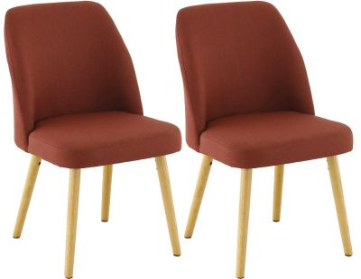 Chaises en tissu et chêne Jenny (Lot de 2) (Framboise)