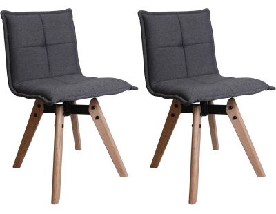 Chaises en tissu et chêne Nina (Lot de 2) (Gris foncé)