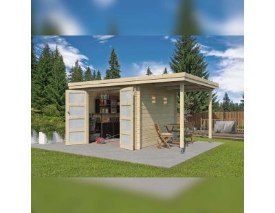 Chalet en bois 7,26 m² OREGON (Chalet avec extension 3,97 m²)