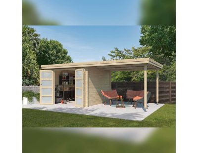 Chalet en bois 7,26 m² OREGON (Chalet avec extension 7,91 m²)