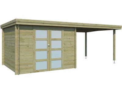 Chalet en bois 7,26 m² OREGON (Chalet avec extension 7,91 m² (traité autoclave classe 3))
