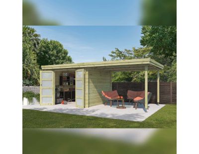 Chalet en bois 7,26 m² OREGON (Chalet avec extension 7,91 m² (traité autoclave classe 3))