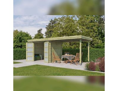 Chalet en bois 4,83 m² OREGON (Chalet avec extension 5,22 m² (traité autoclave classe 3))