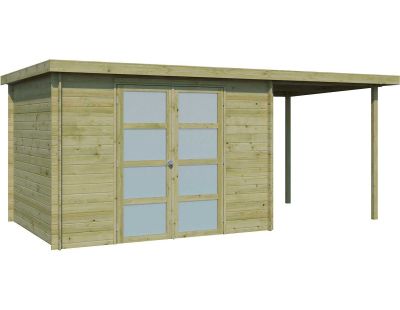 Chalet en bois 6,44 m² Umea (Chalet avec extension 5,26 m² (traité autoclave classe 3))