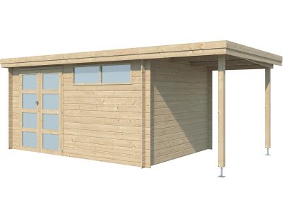 Chalet en bois 12.24 m² avec extension Moderne (Avec plancher + gouttière)