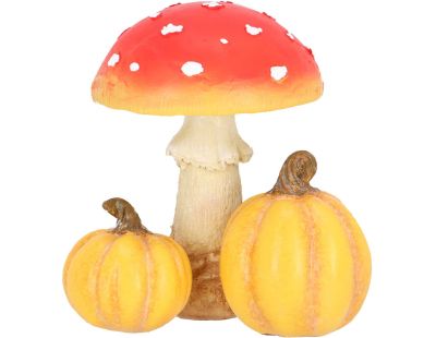 Champignon amanite en polyrésine (Amanite avec citrouilles)